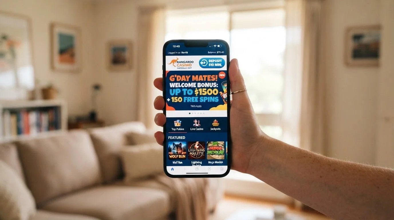 A freshly launched online casino homepage with a prominent PayID-accepted badge, a welcome-offer banner and a “New” site label